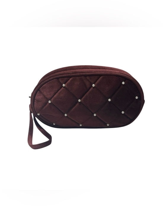Handbags - SUEDE QUILTED MINI PEARL EMBOSSED WRISTLET CLUTCH